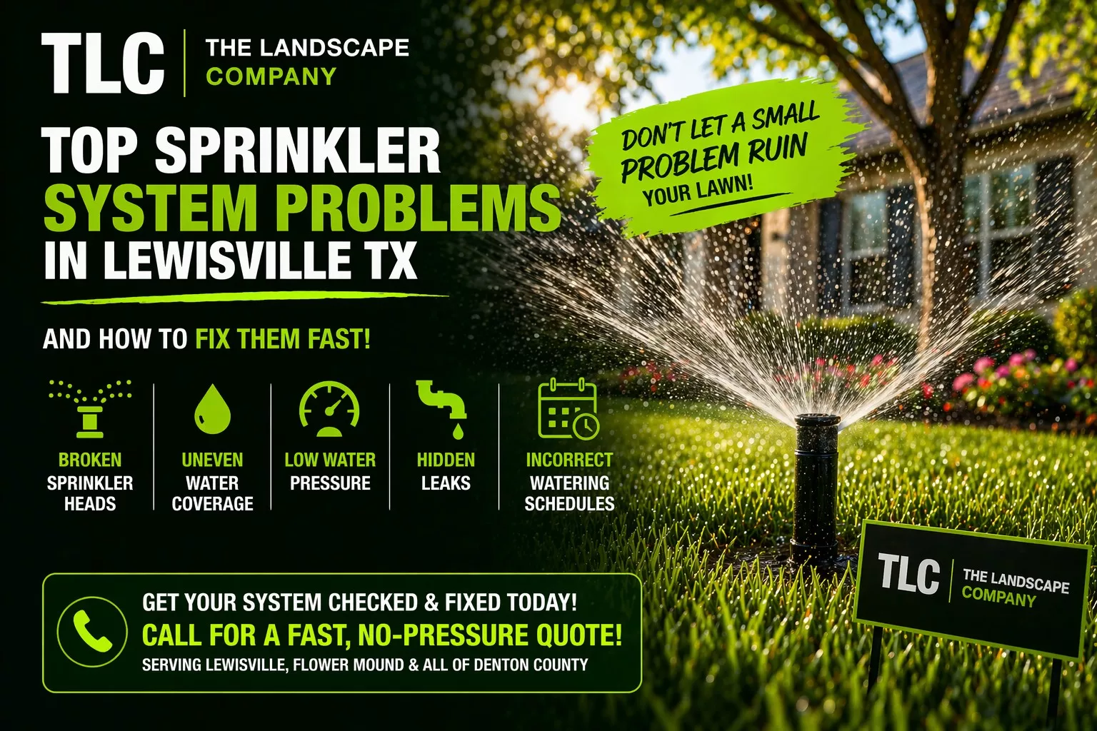 TLC The Landscape Company Friday SPRINKLER PROBLEMS FB image